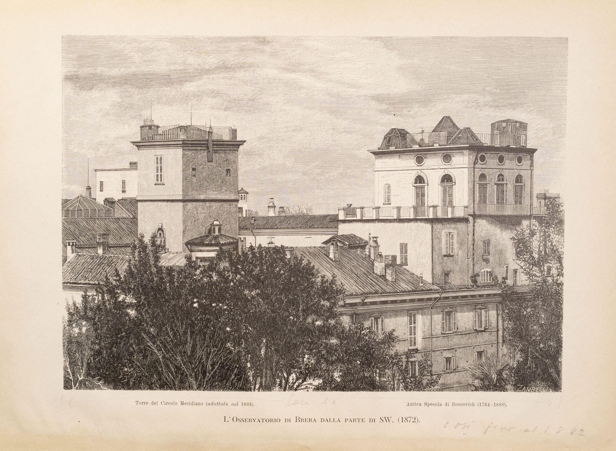 La Specola di Brera dal lato sud-ovest nel 1872